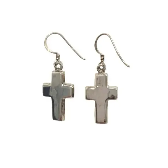 P 925 Sterling Silver Cross Dangle Drop Earrings Hook Signed Jewelry Lot - Picture 6 of 8